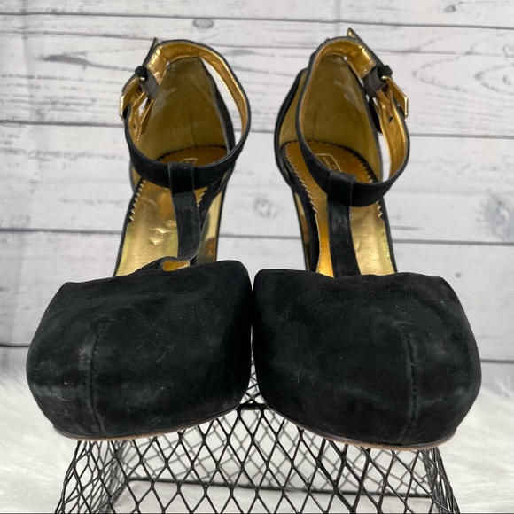 REPORT Signature Black Velvet Stilettos w/Round Toe, Platform, Strap & Buckle - Picture 13 of 15